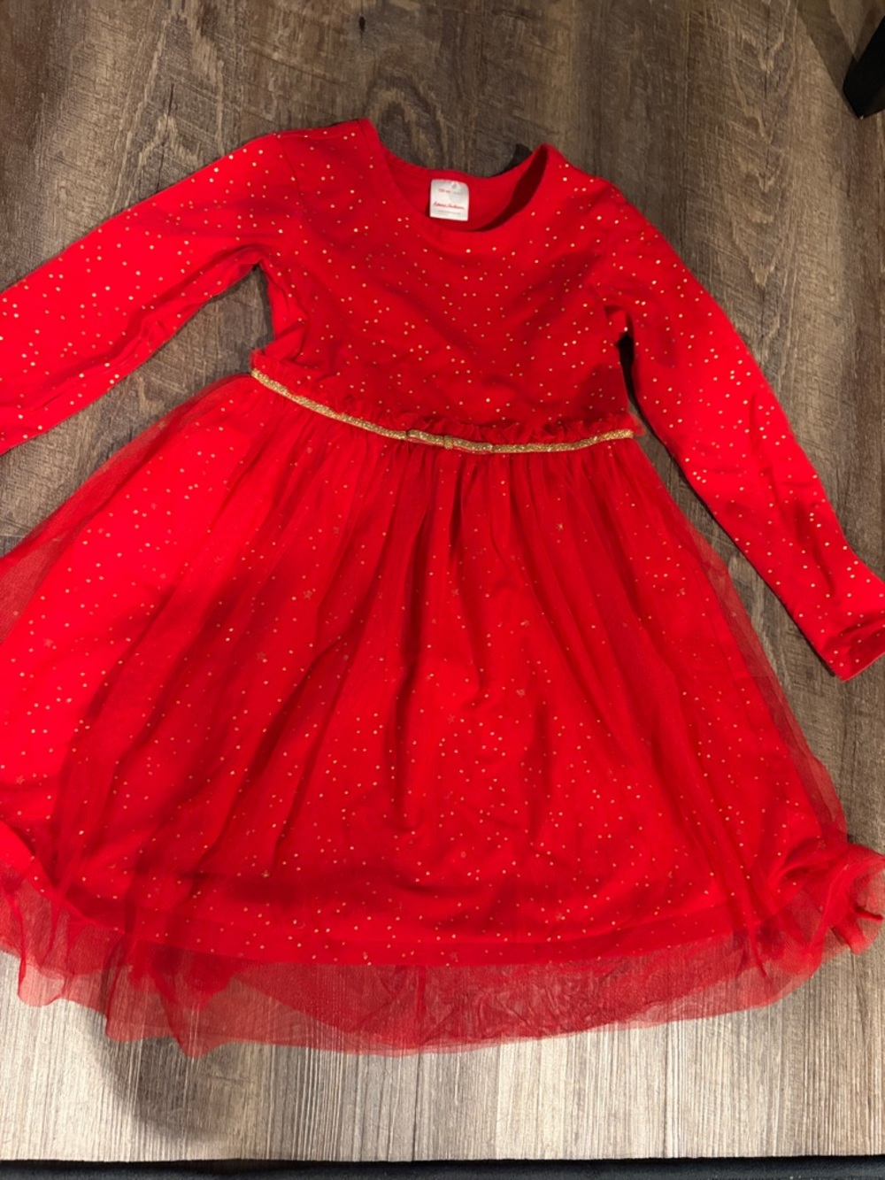 Hanna Andersson Red Dress with Gold Dot Accents- size 120